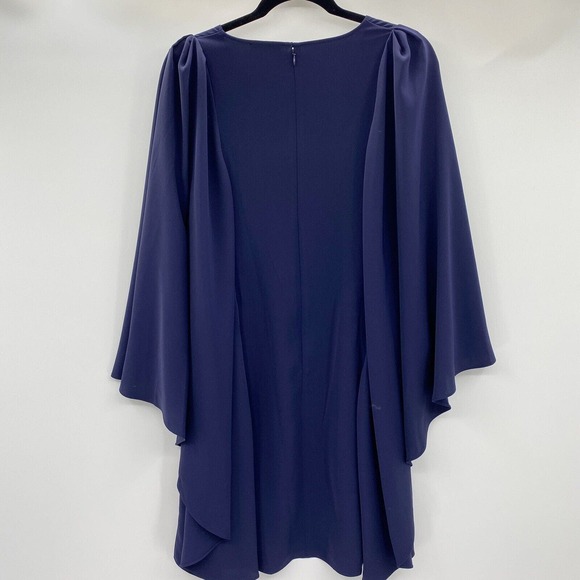 Natori Solid Fluid Crepe Cape Dress Size Medium Navy Blue Minimalist No Sash - Picture 3 of 10